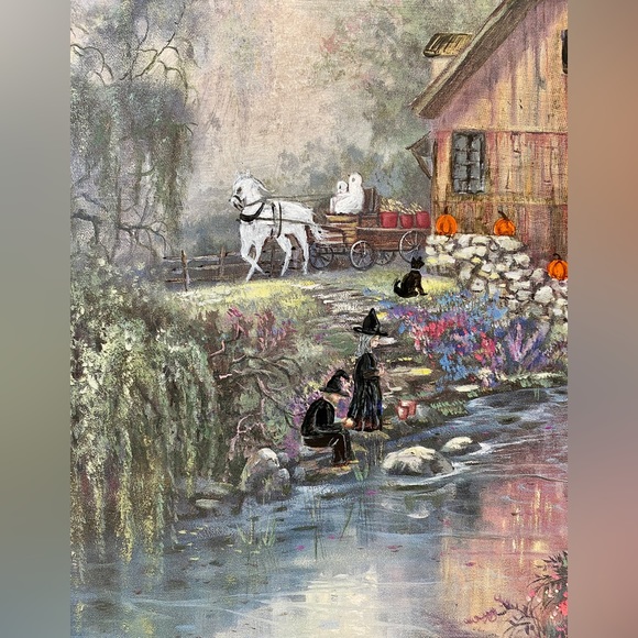 ALTERED Reimagined Thrift Store Art Find Halloween Wall Decor Painting - Picture 4 of 10